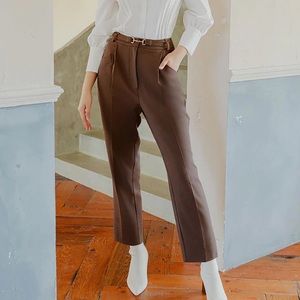 petite studio NYC ren pants in chocolate (dark brown trousers)